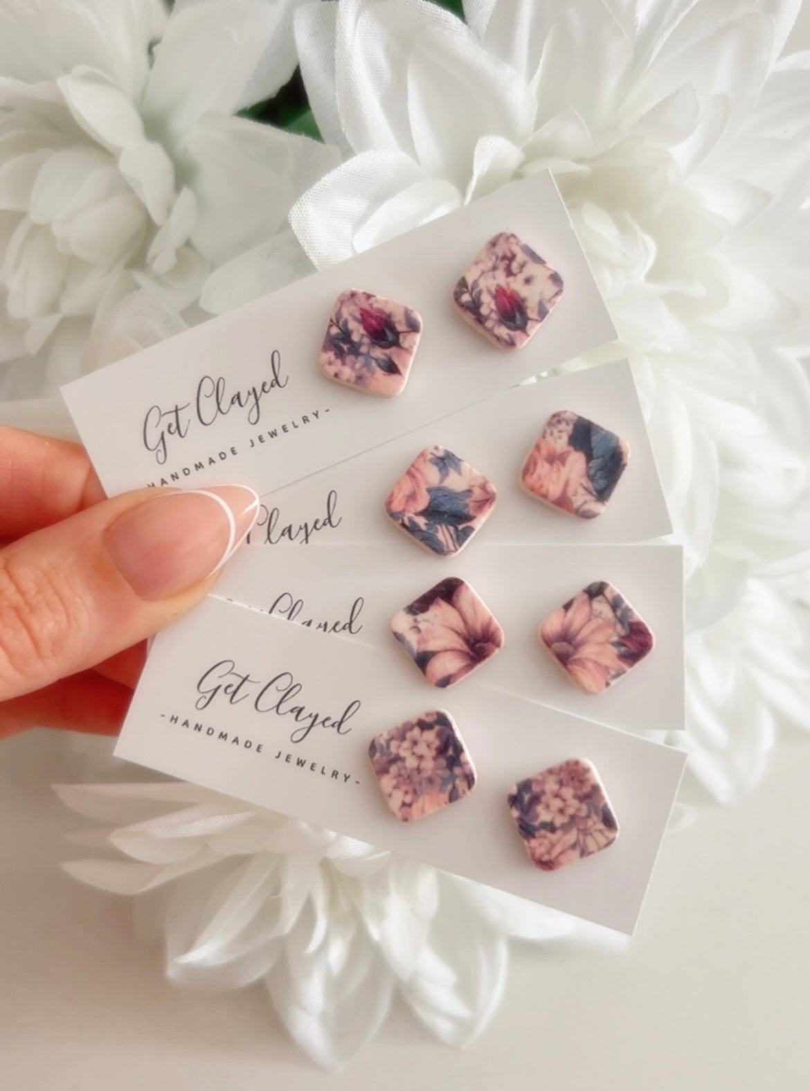 Fall floral pattern studs