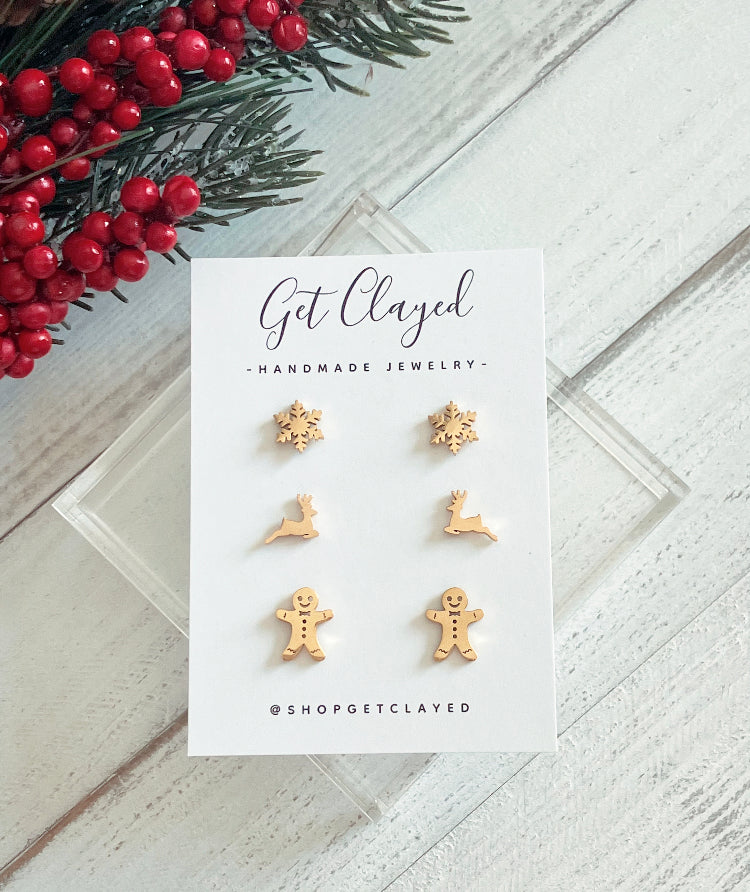Christmas stud trio