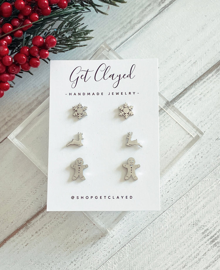 Christmas stud trio