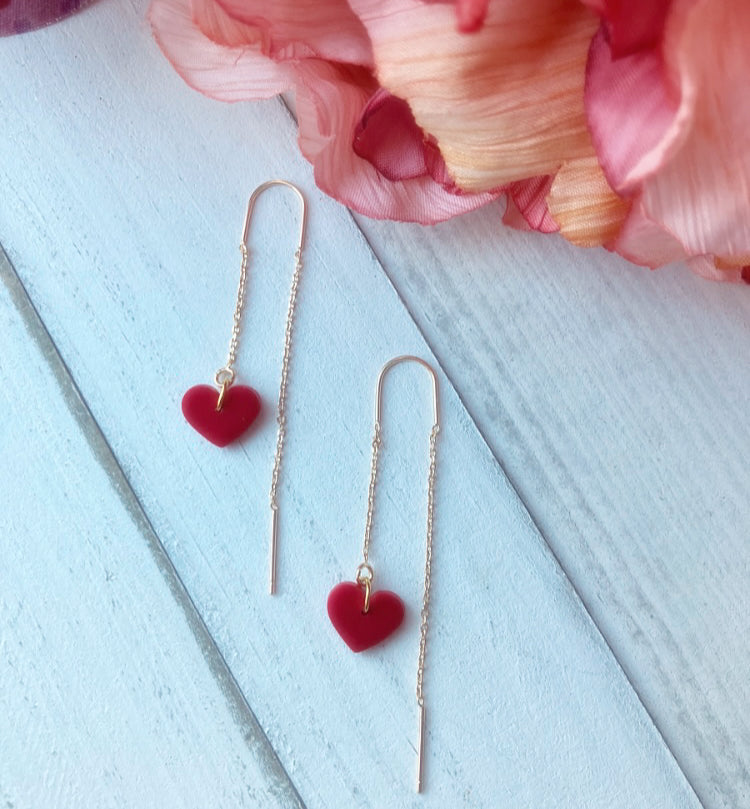 18k gold plated threader hearts