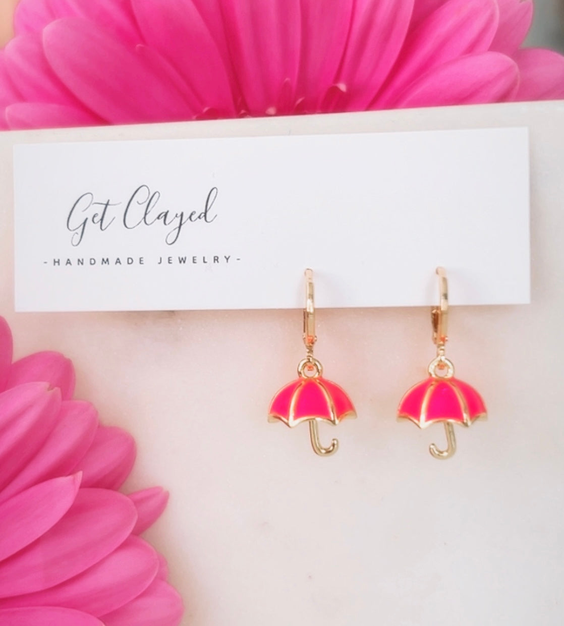 18k gold plated pink umbrellas