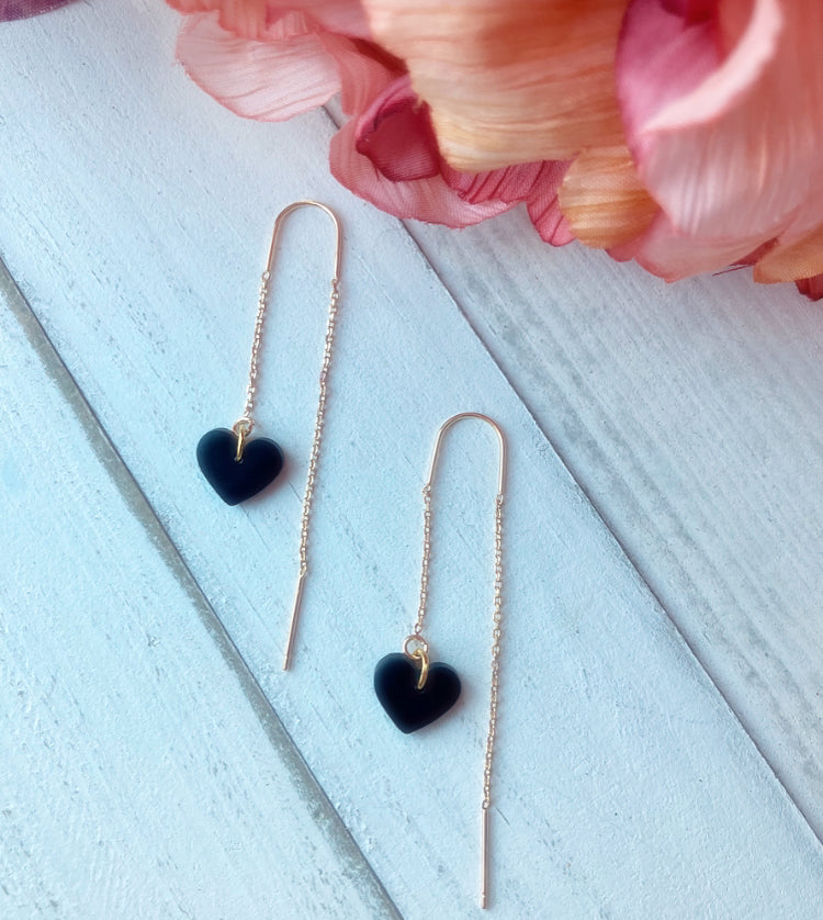 18k gold plated threader hearts