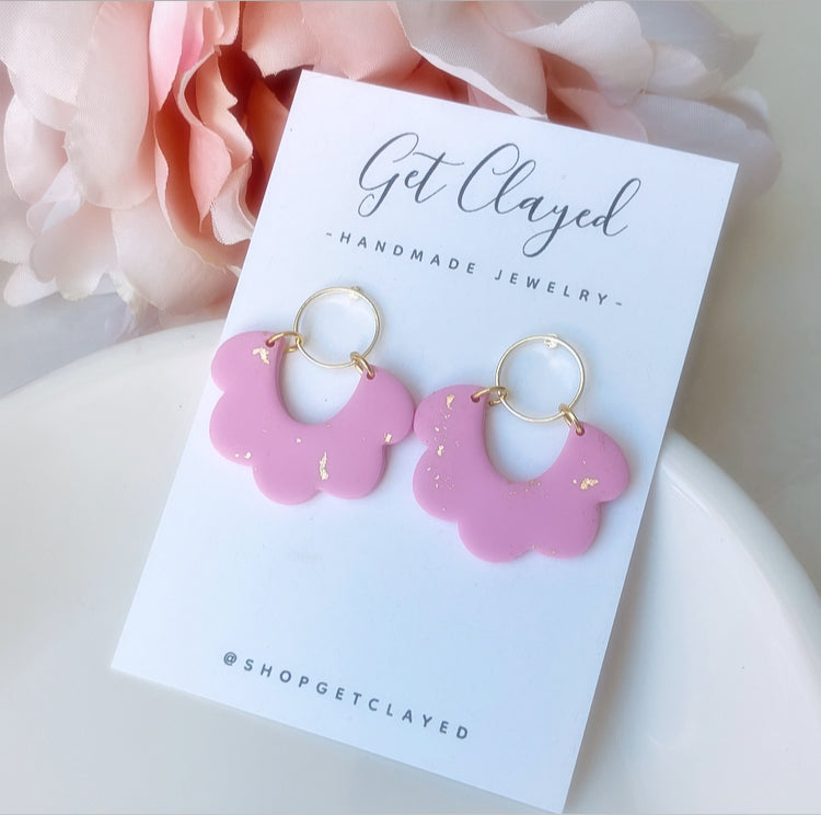 14k gold plated scalloped dangles