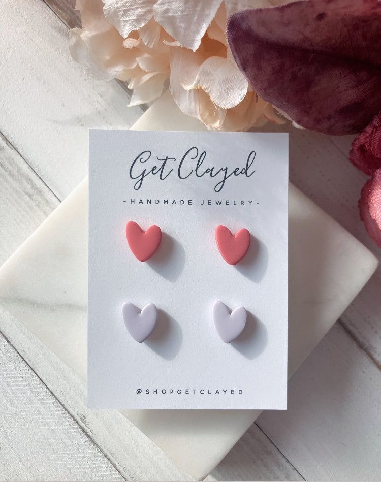 Double heart stud set