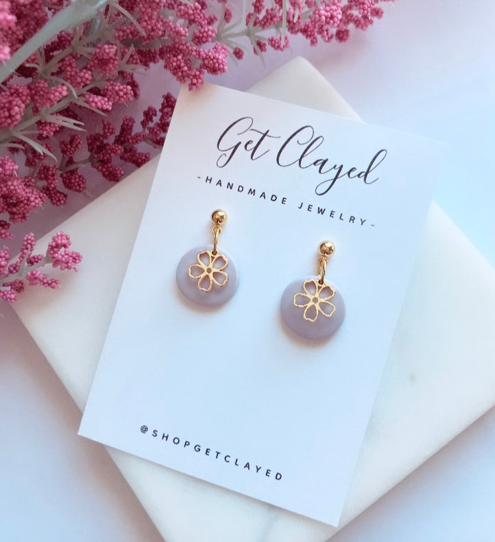 18k gold plated cherry blossom dangles