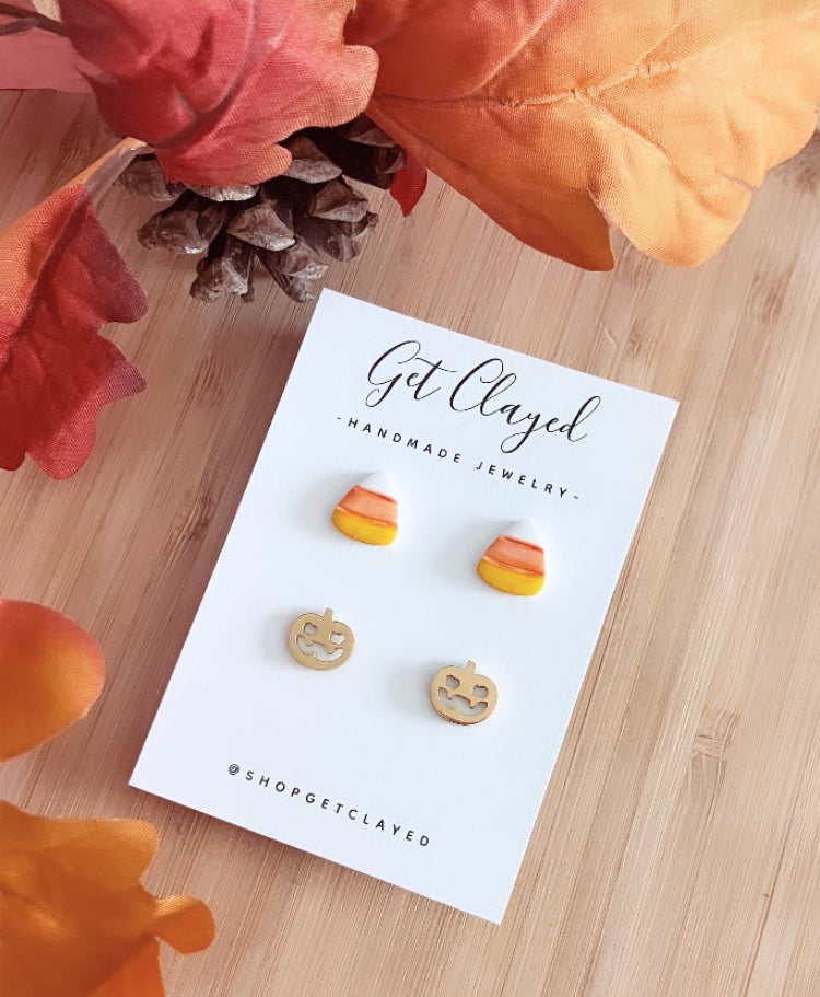 Candy corn & Jack O’lantern stud set