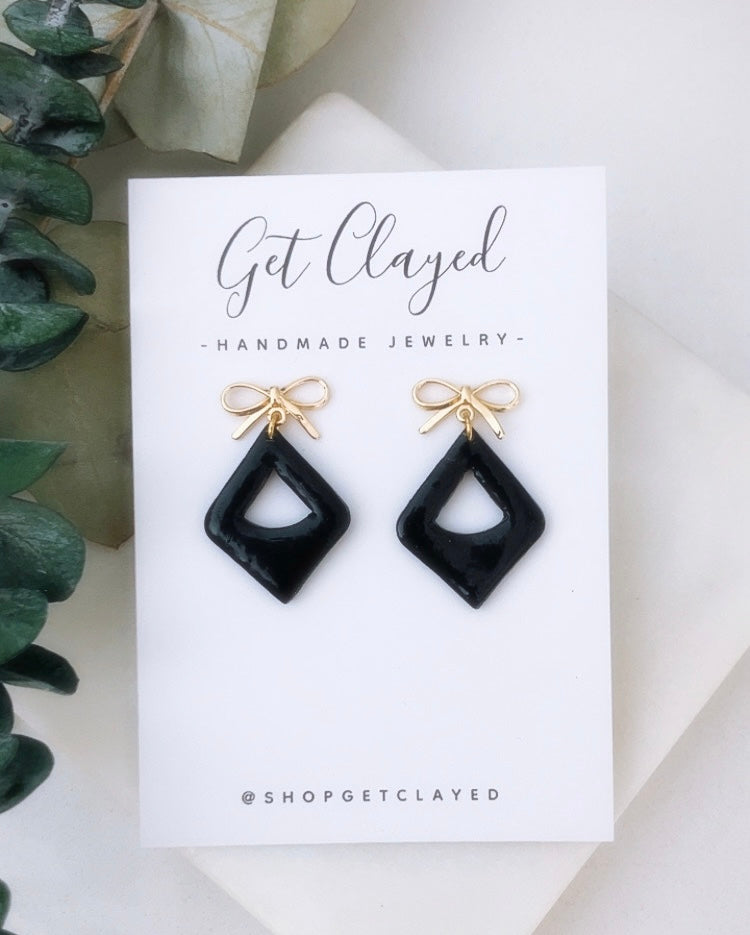 18k gold plated geometric bow
