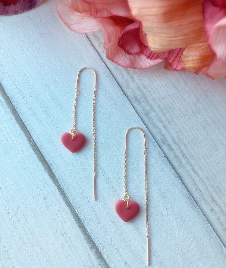 18k gold plated threader hearts