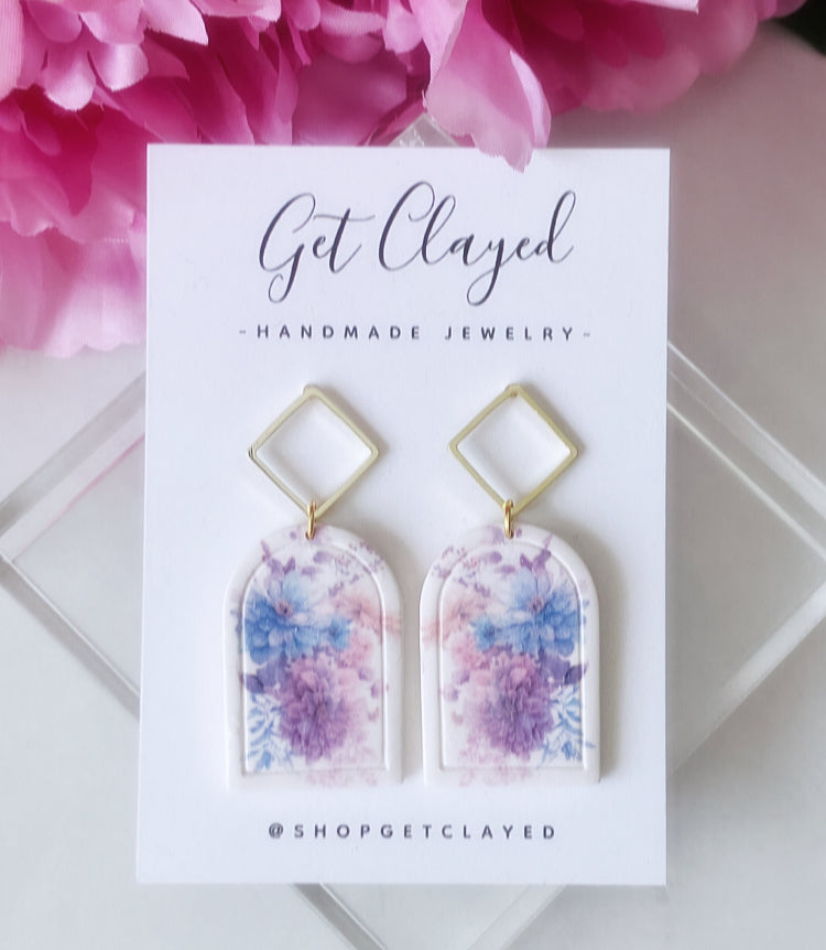 14k gold plated floral dangles