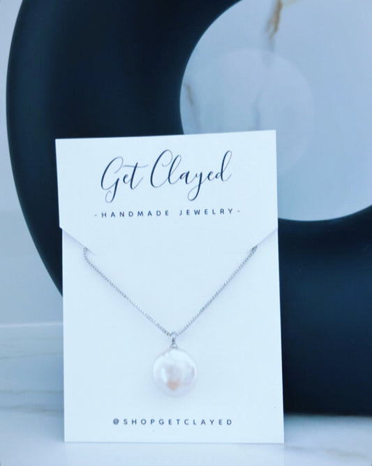 16” Sterling silver plated baroque pearl necklace