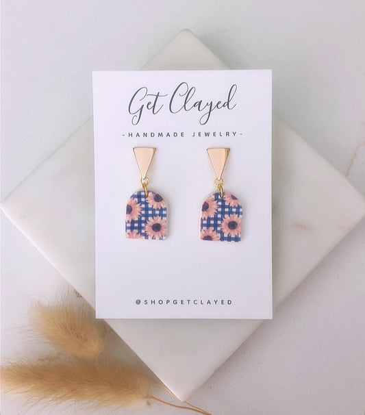 14k gold plated sunflower dangles