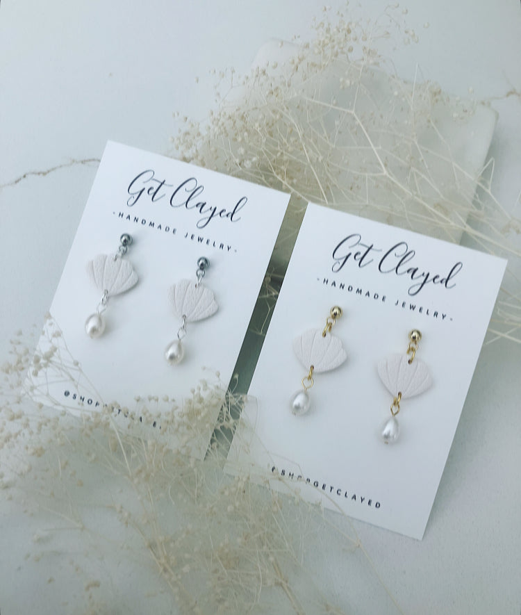 Pearl seashell dangles