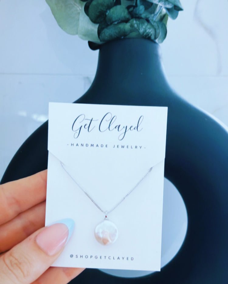 16” Sterling silver plated baroque pearl necklace