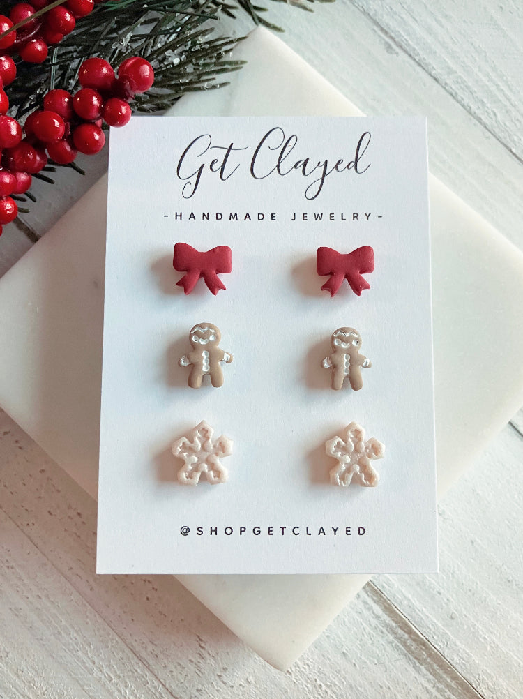 Christmas stud trio