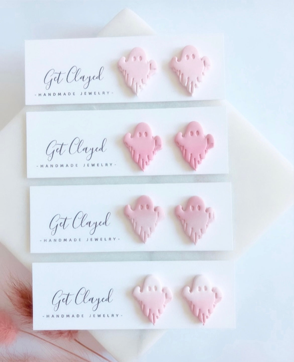 Pink ghostie studs