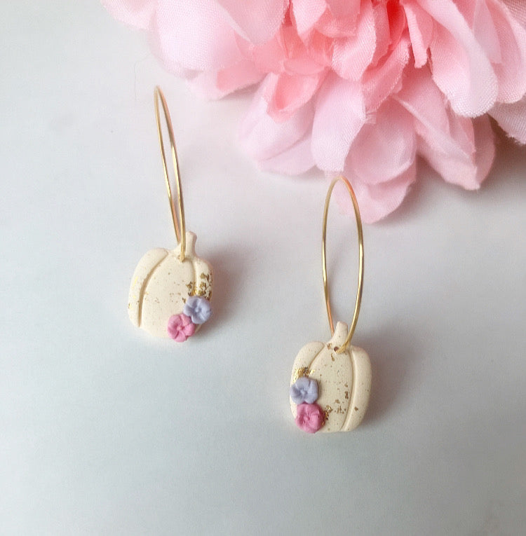 Floral/ gold leaf pumpkin hoops