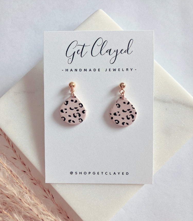 Leopard print drop dangles