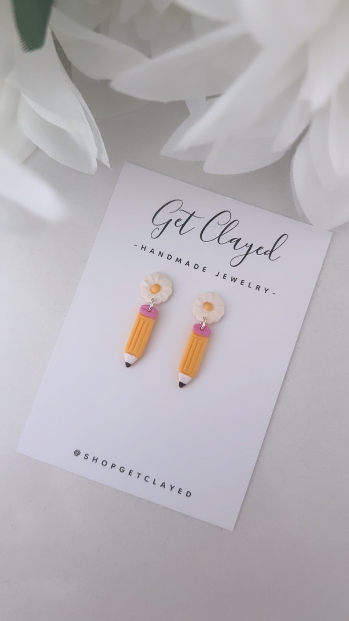 Daisy + pencil earrings