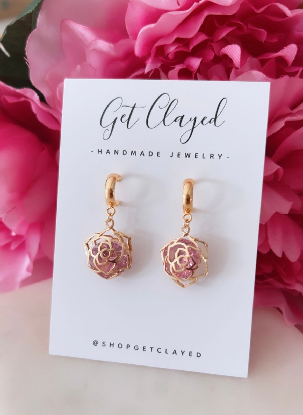 18k gold plated pink rose