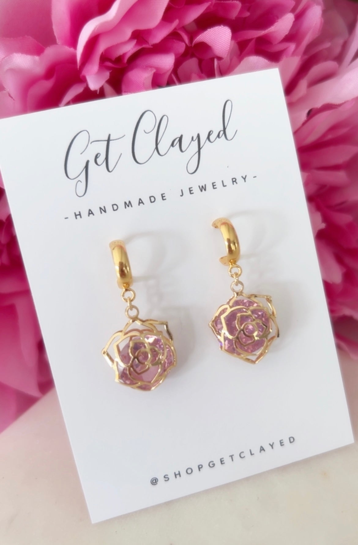 18k gold plated pink rose