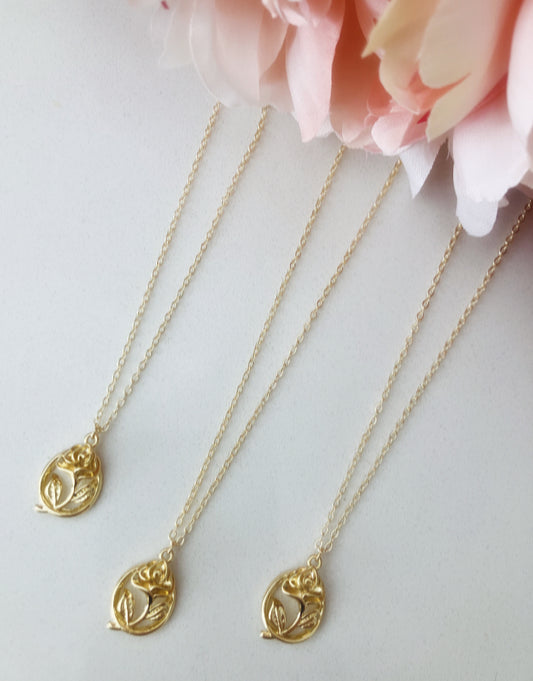 18k gold plated rose necklace