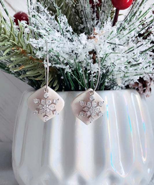 Crystal snowflake hoops