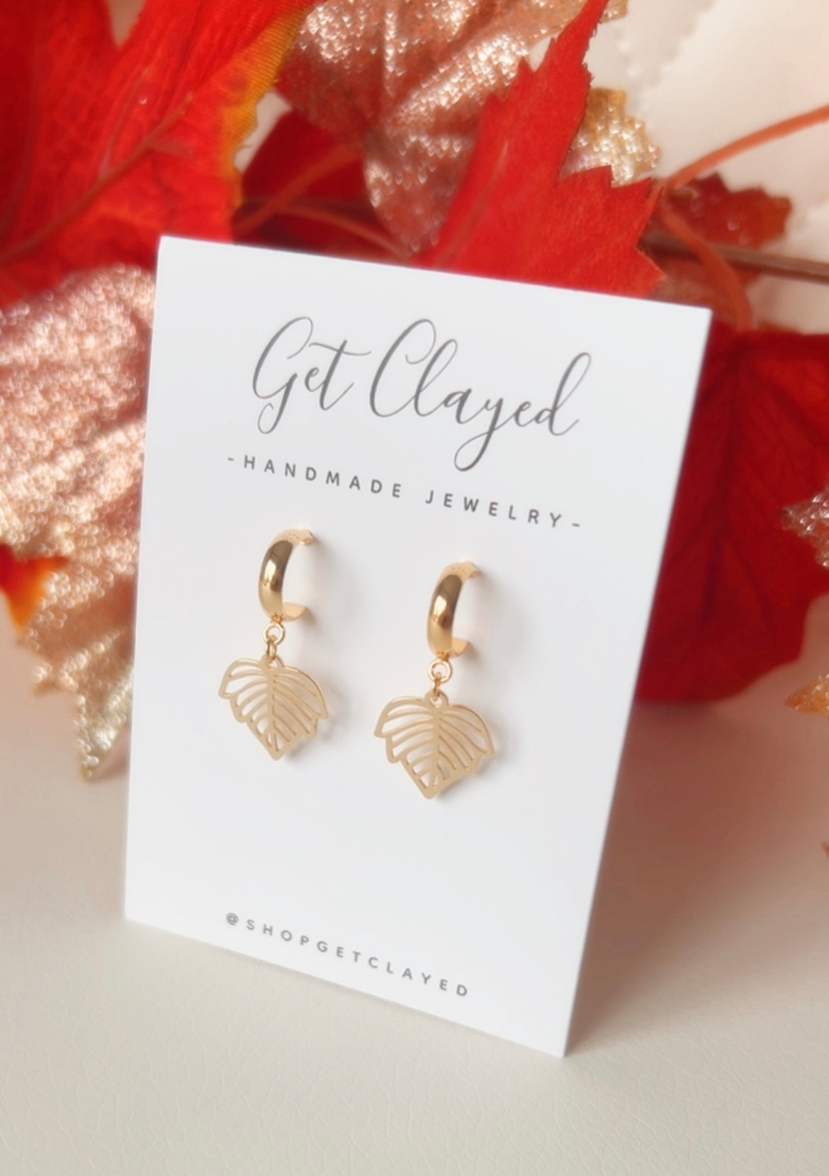 18k gold plated leaf dangles