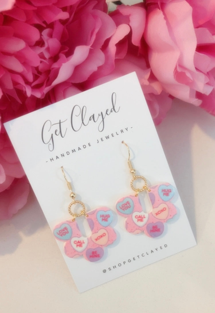 18k gold plated heart pattern  scalloped dangles