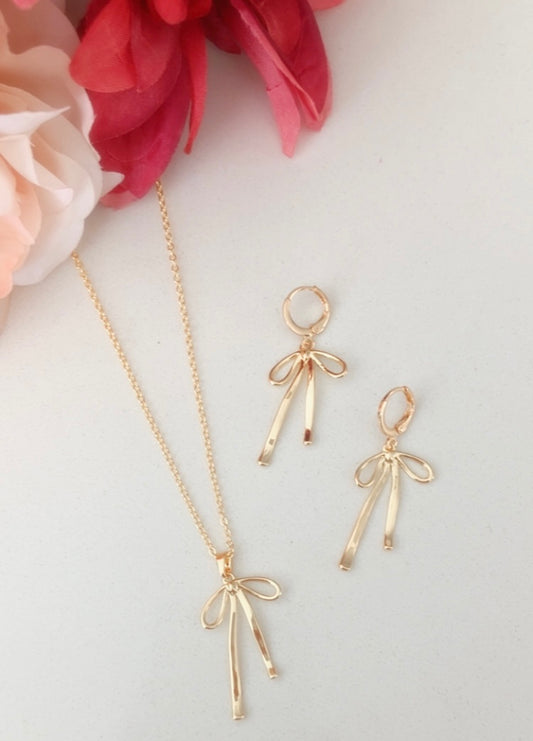 Bow earrings + necklace (sold separately)
