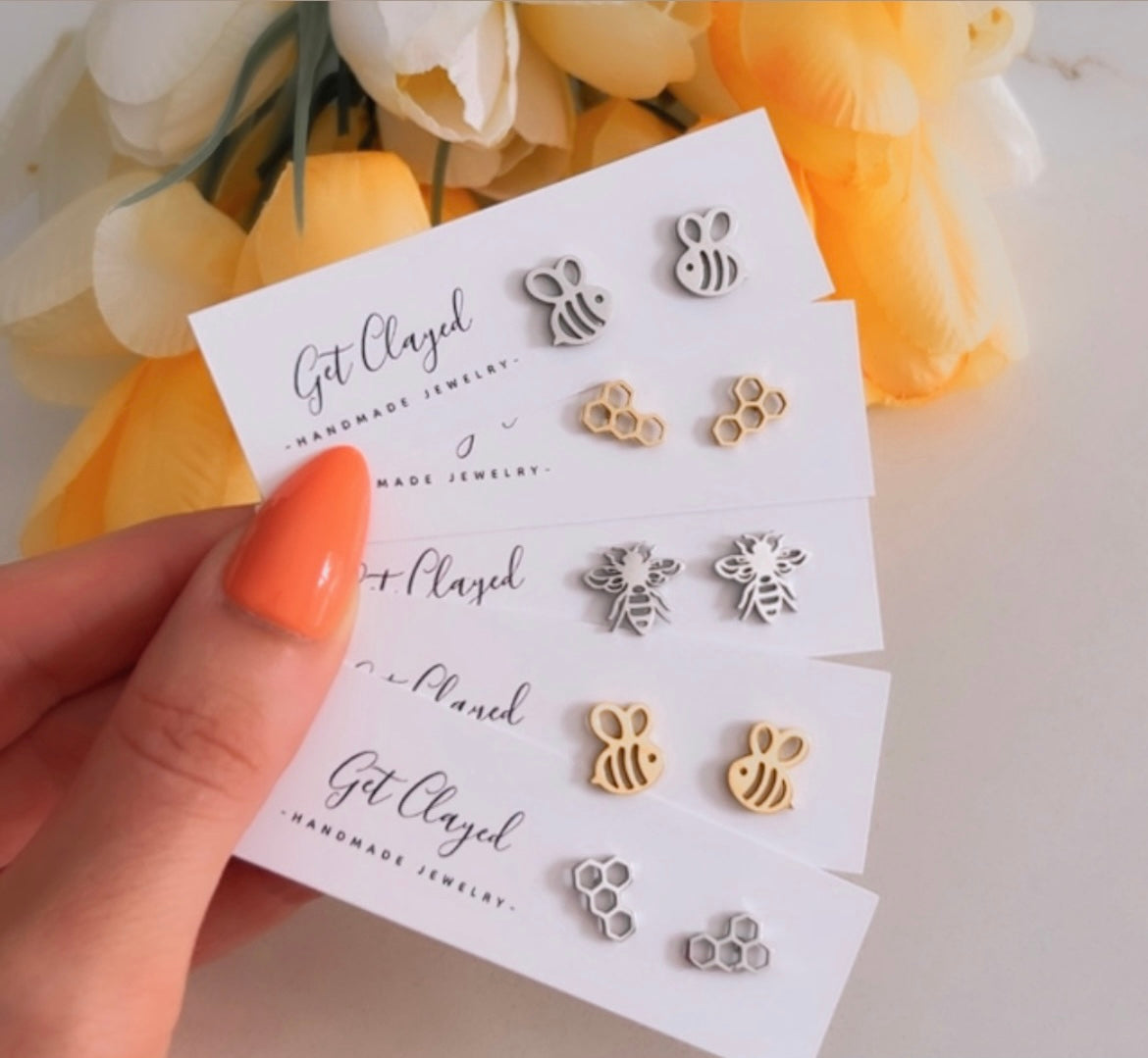 Bee studs- stainless steel