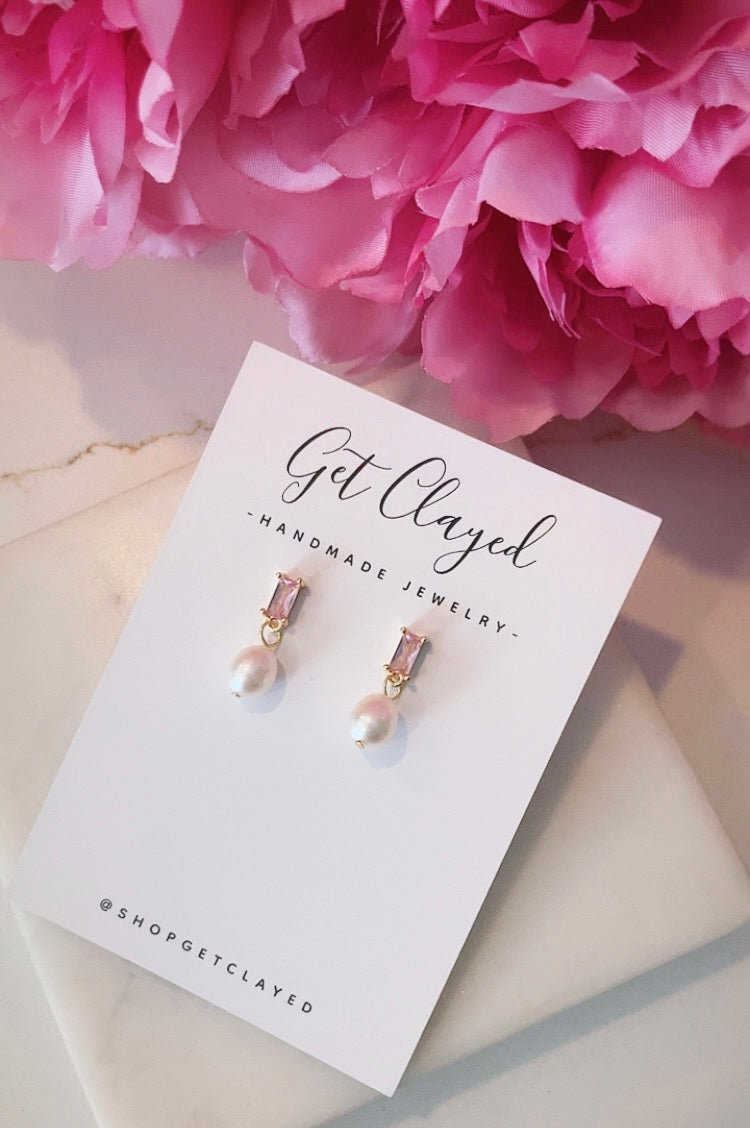 18k gold plated CZ pearl dangles