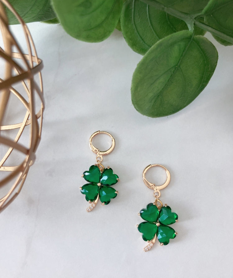 14k gold plated CZ clovers