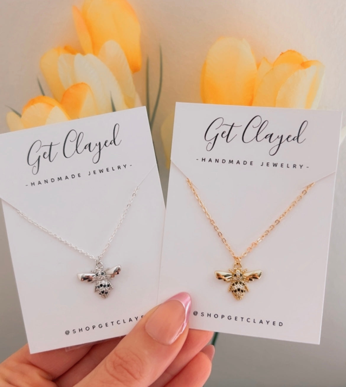 18K gold plated bee necklace