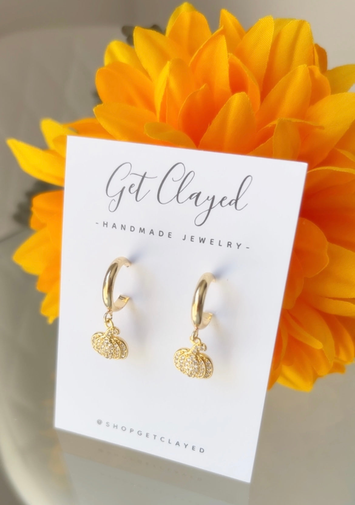 18k CZ pumpkin dangles