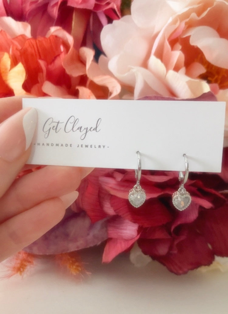 White gold plated CZ hearts