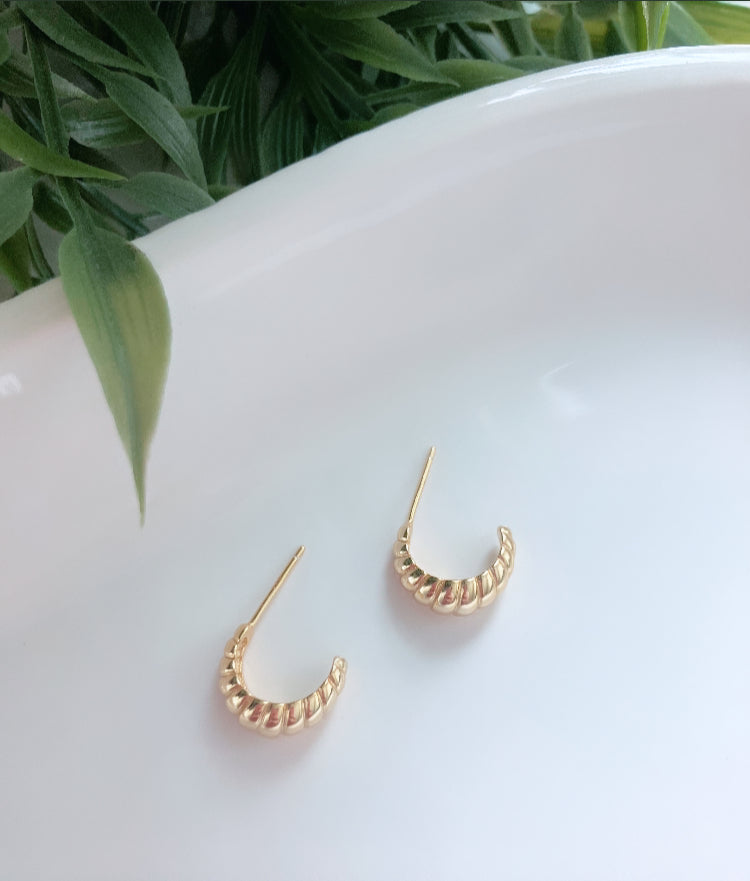 14k gold plated sterling silver croissant hoops