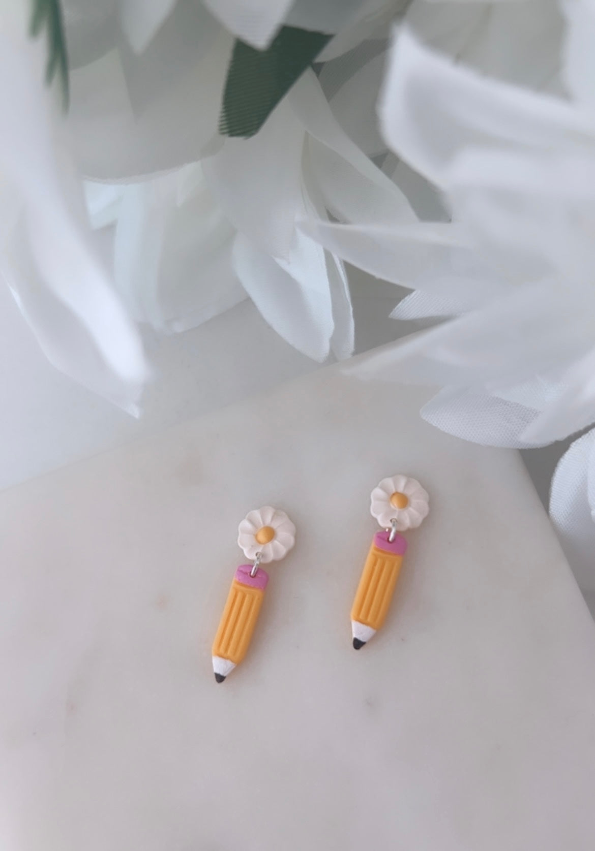 Daisy + pencil earrings