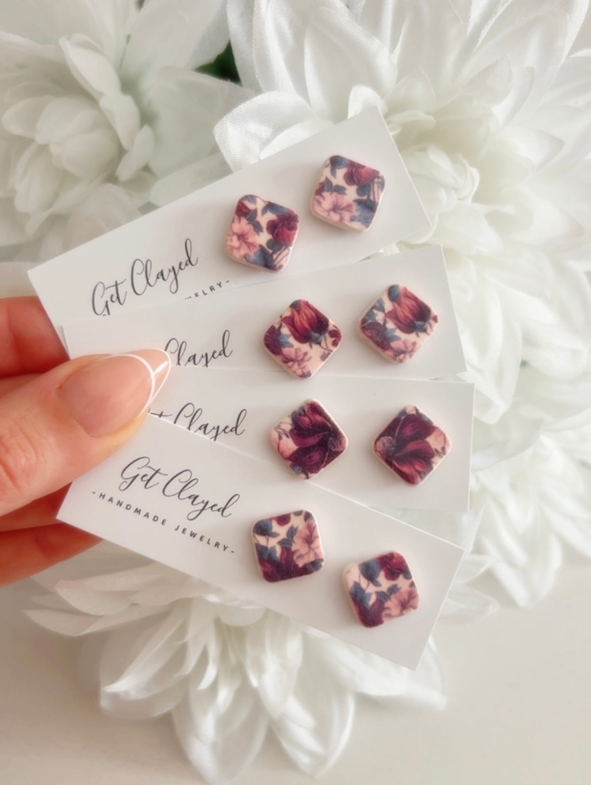 Fall floral pattern studs