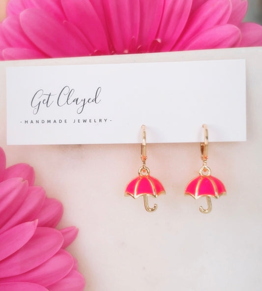 18k gold plated pink umbrellas