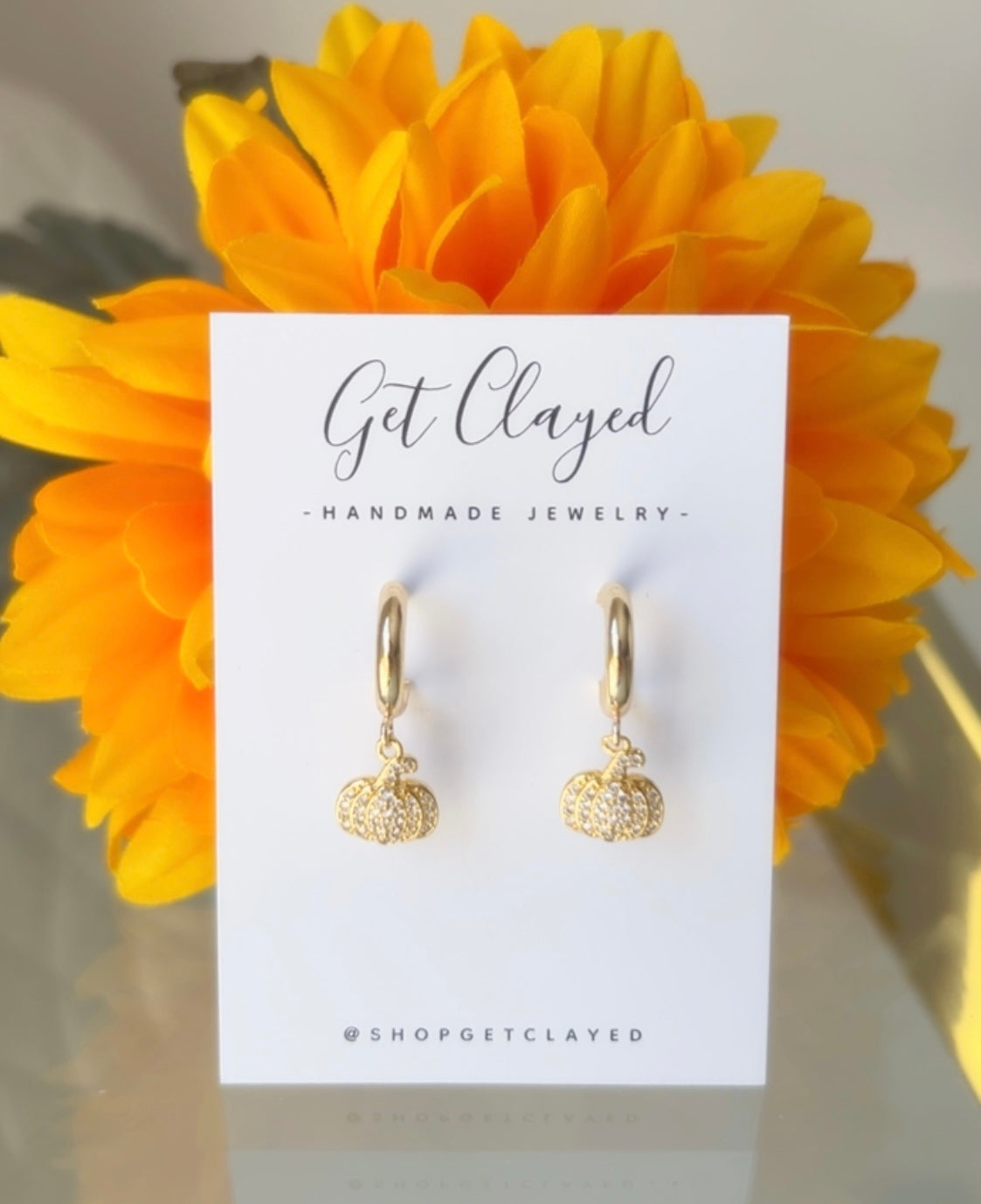 18k CZ pumpkin dangles