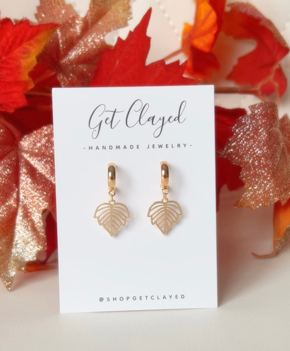 18k gold plated leaf dangles