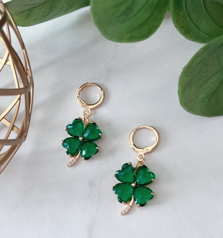 14k gold plated CZ clovers