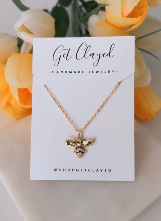 18K gold plated bee necklace