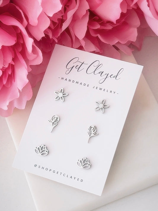 Flower stud trio