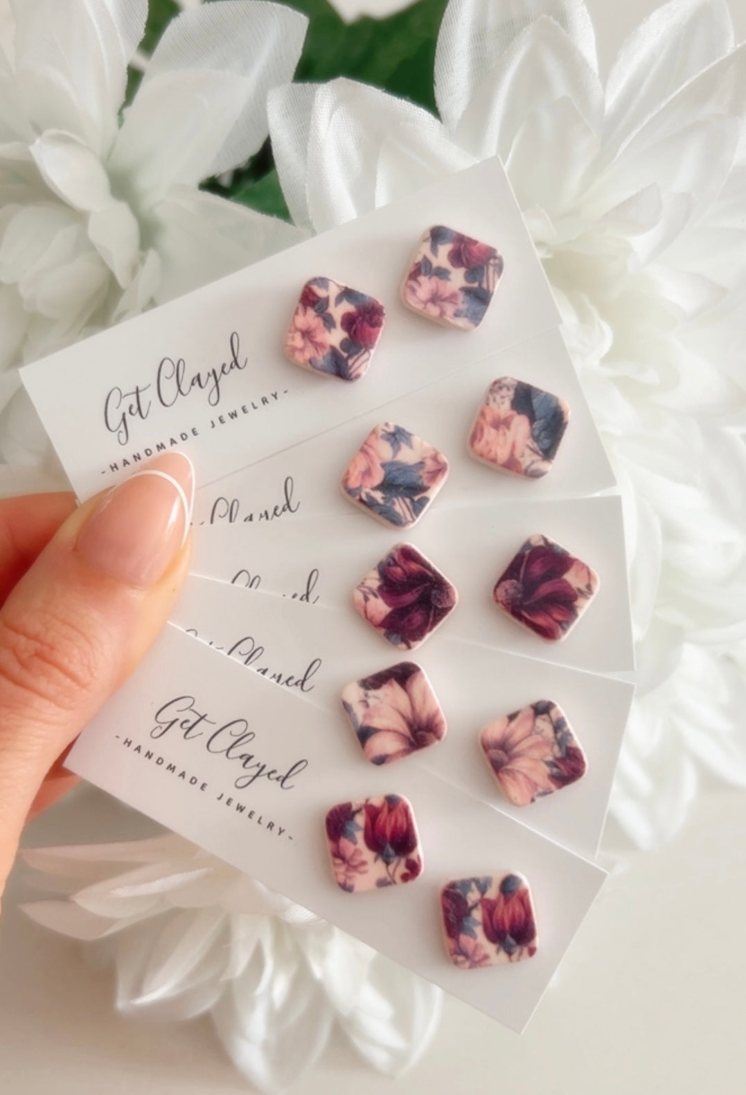 Fall floral pattern studs