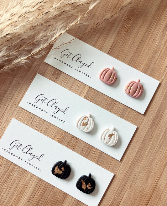 Mini Gold leaf pumpkin studs