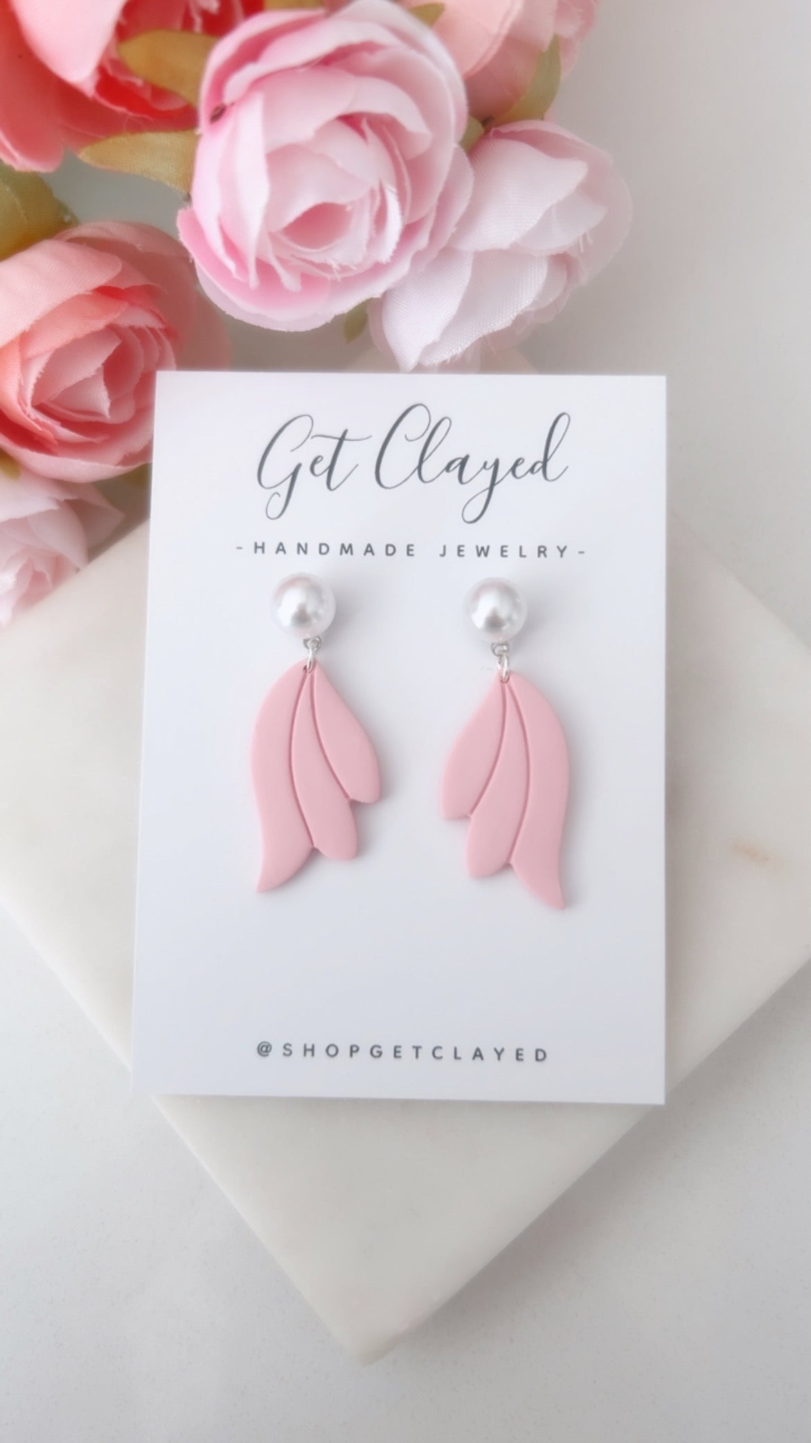 Pink pearl dangles