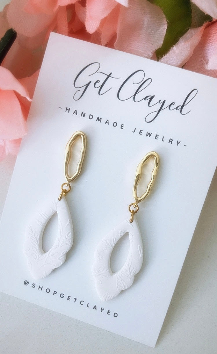 18k gold plated spring embossed dangles