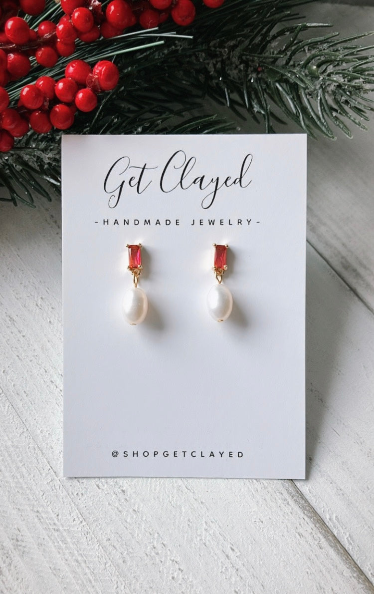 18k gold plated CZ pearl dangles