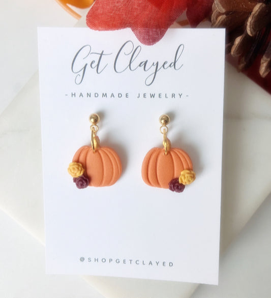 Floral pumpkin dangles